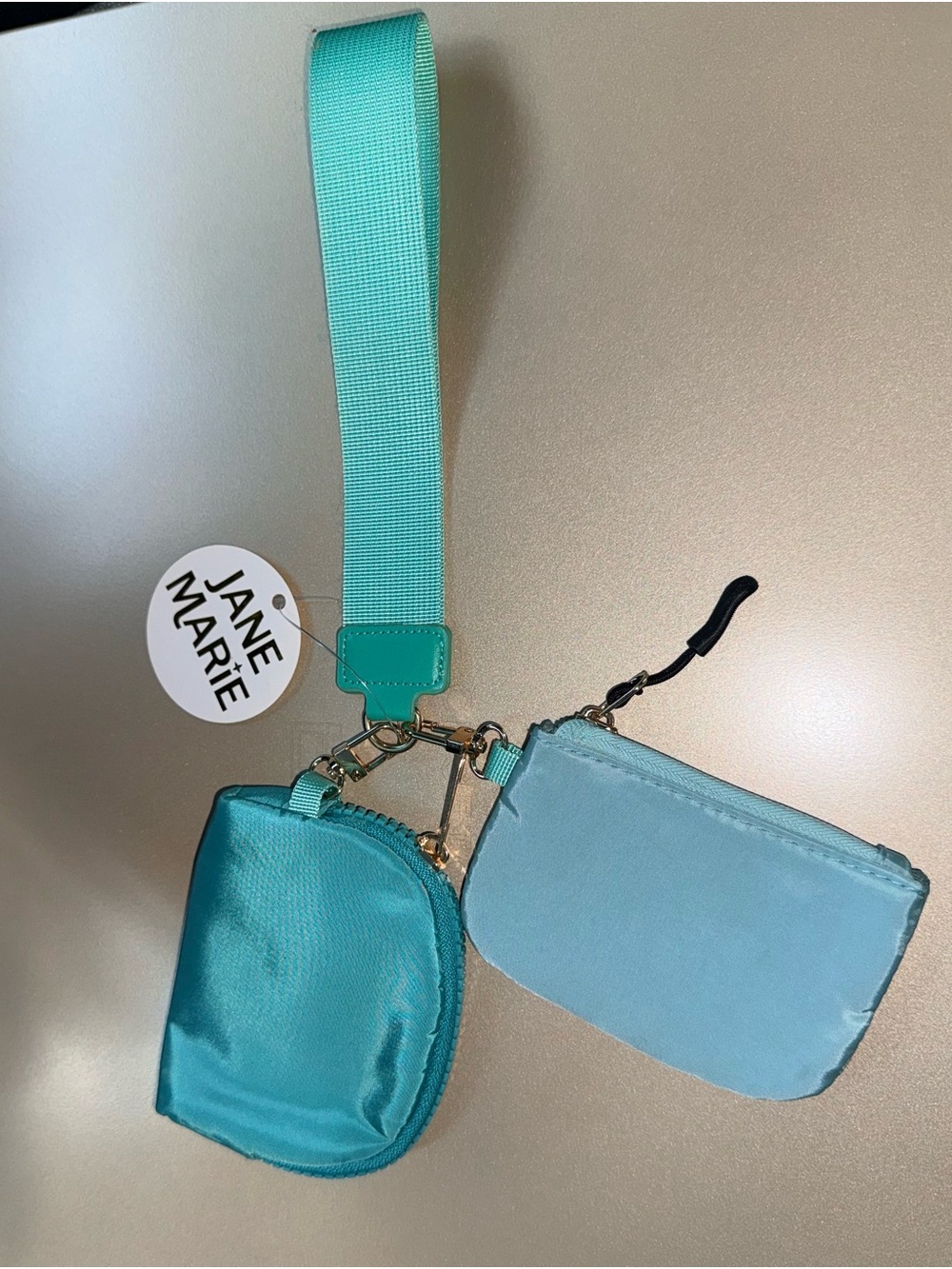 Jane Marie Aqua & Turquoise Double Pouch Wristlet